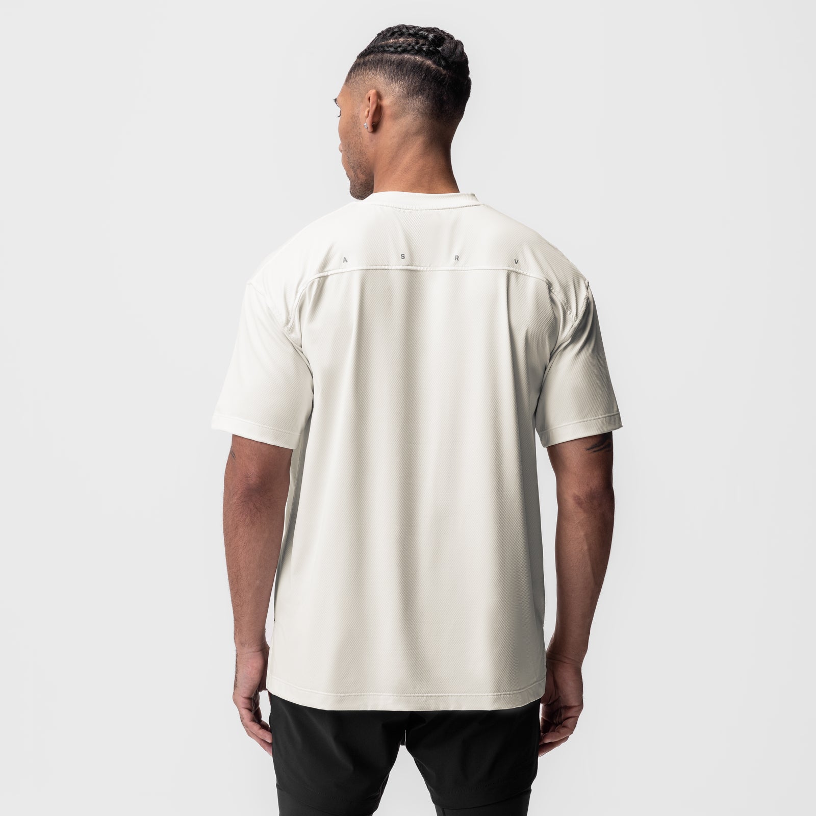 AeroSilver® Oversized Tee in Ivory Cream, back view on model
