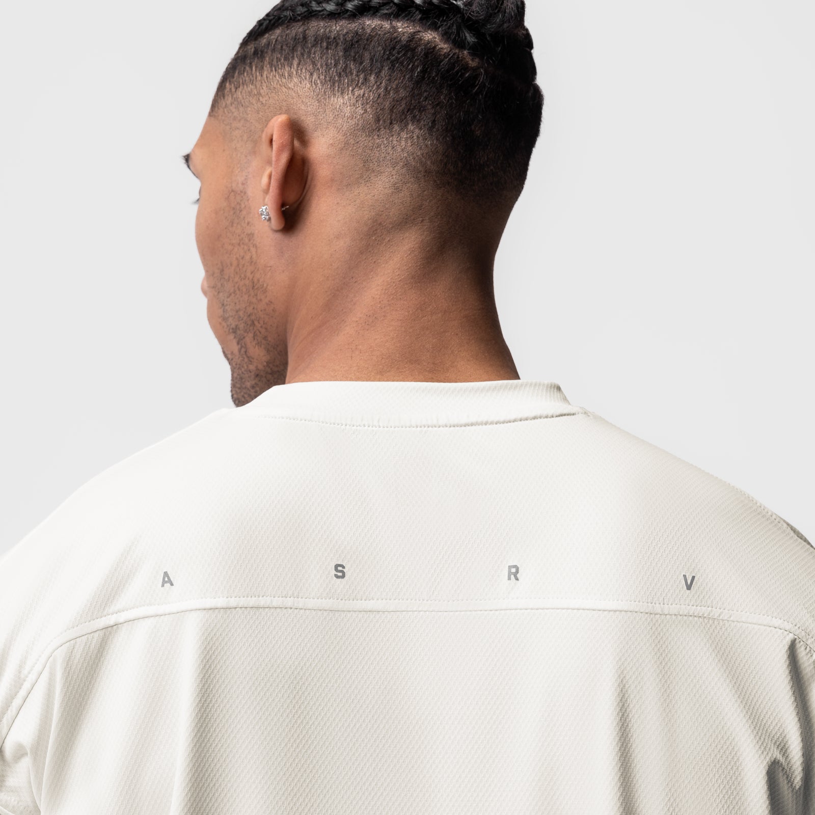 AeroSilver Oversized Tee in ivory cream, back view on model