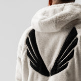 0553. Sherpa Recovery Hoodie - Ivory Cream/Black "Wings"