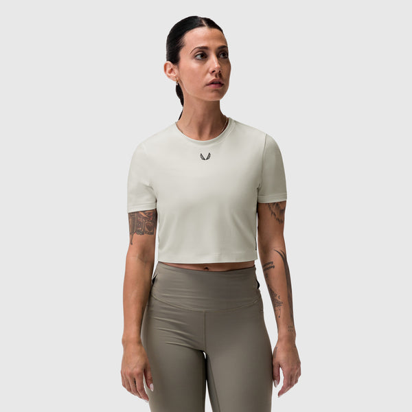 W019. Lycra® Cropped Tee - Ivory Cream