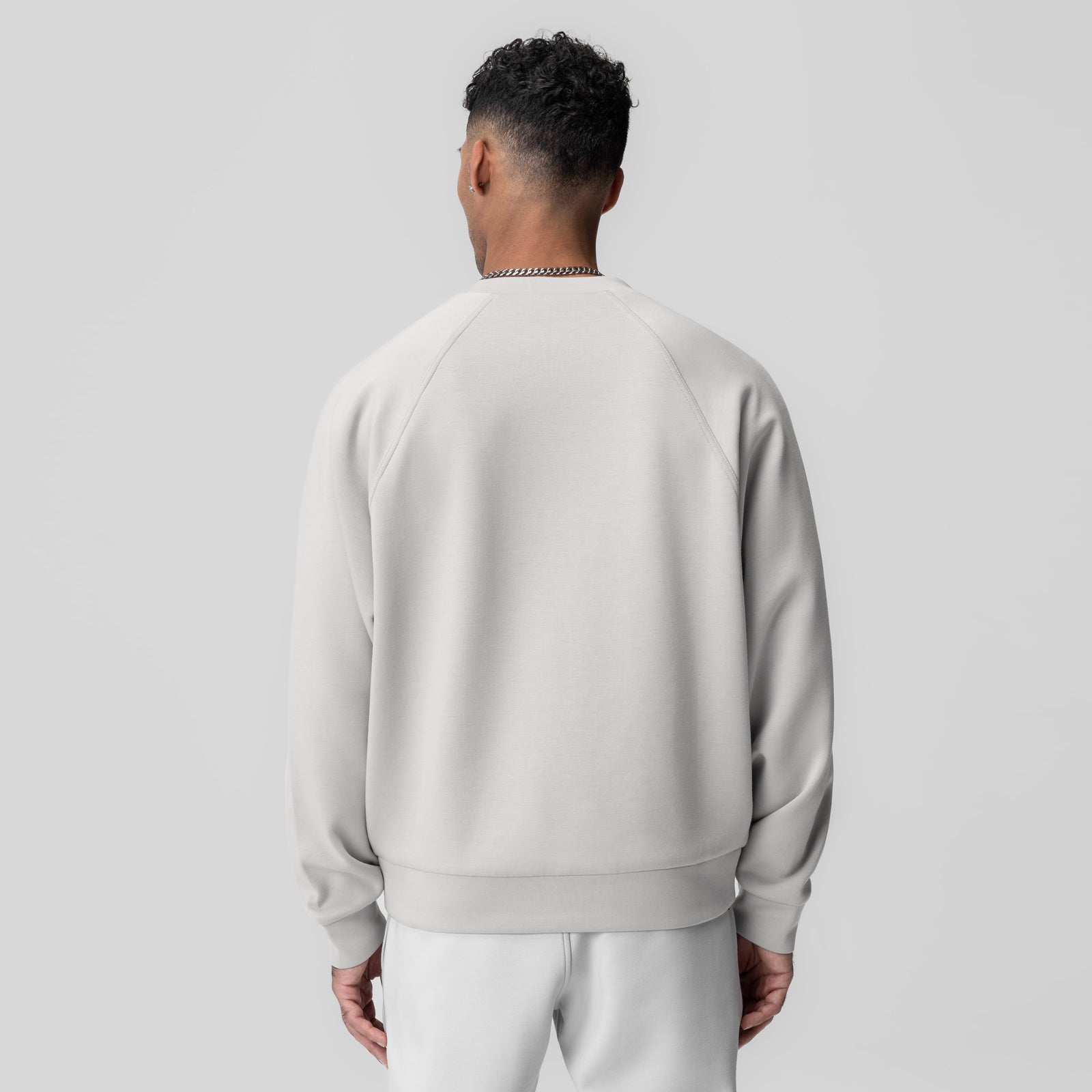 Dri-Core™ Oversized Crewneck in light grey, back view on model