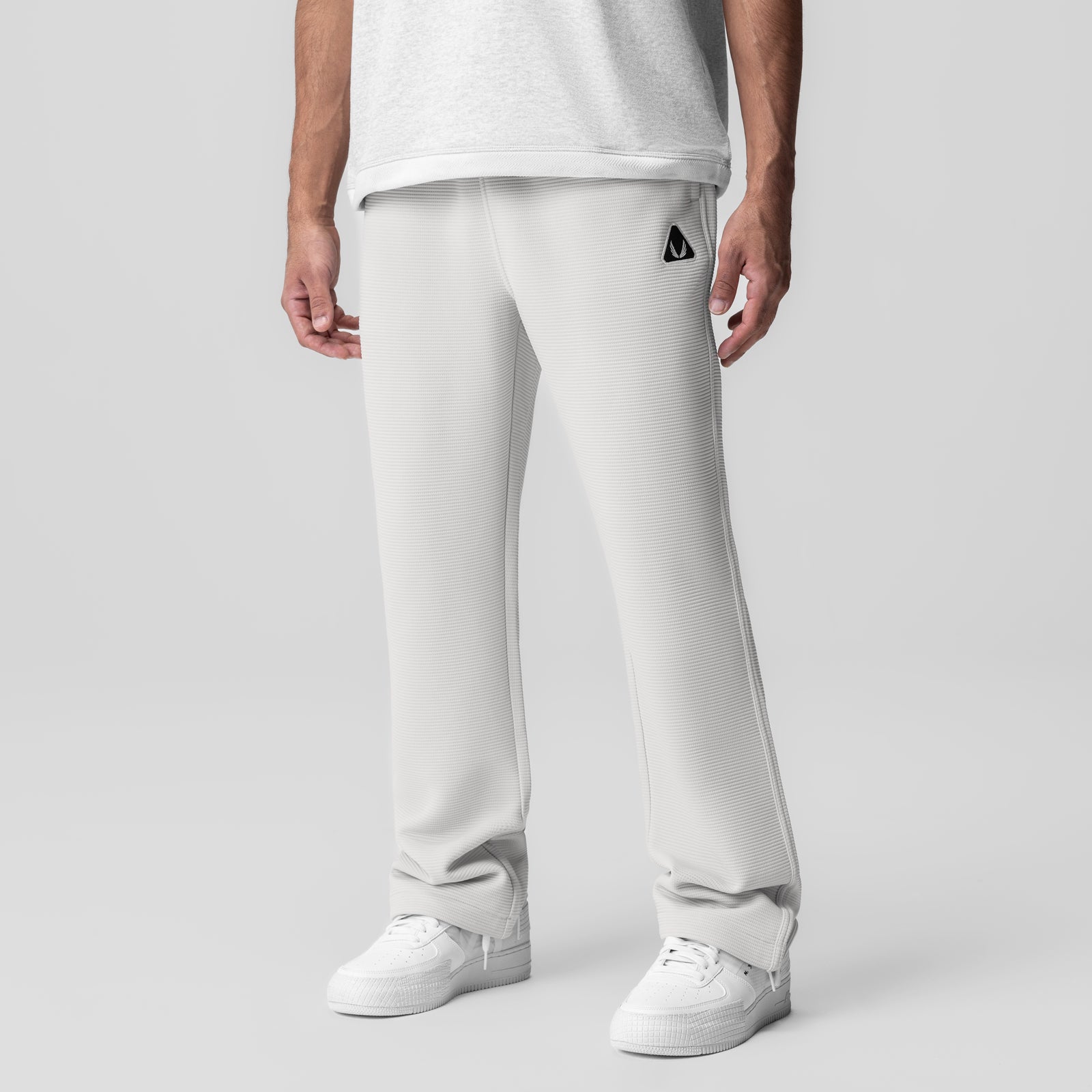 Deltapeak® Straight Leg Sweats in light grey worn by model, front view