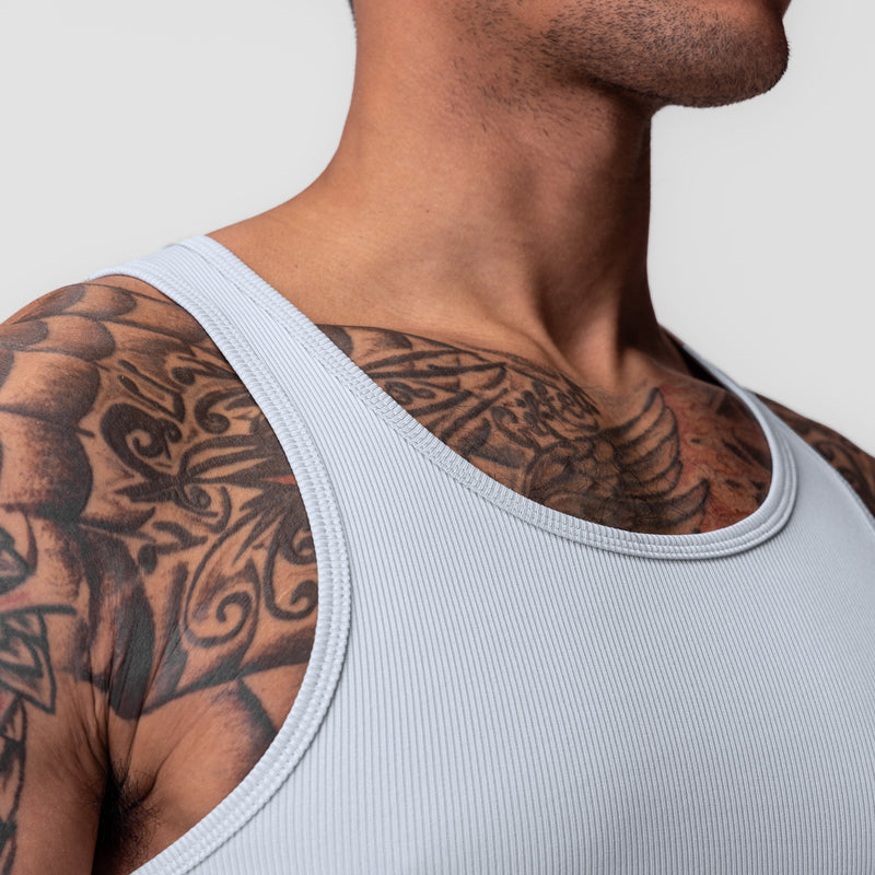 0986. Creora® Tech Ribbed Tank - Ice Blue