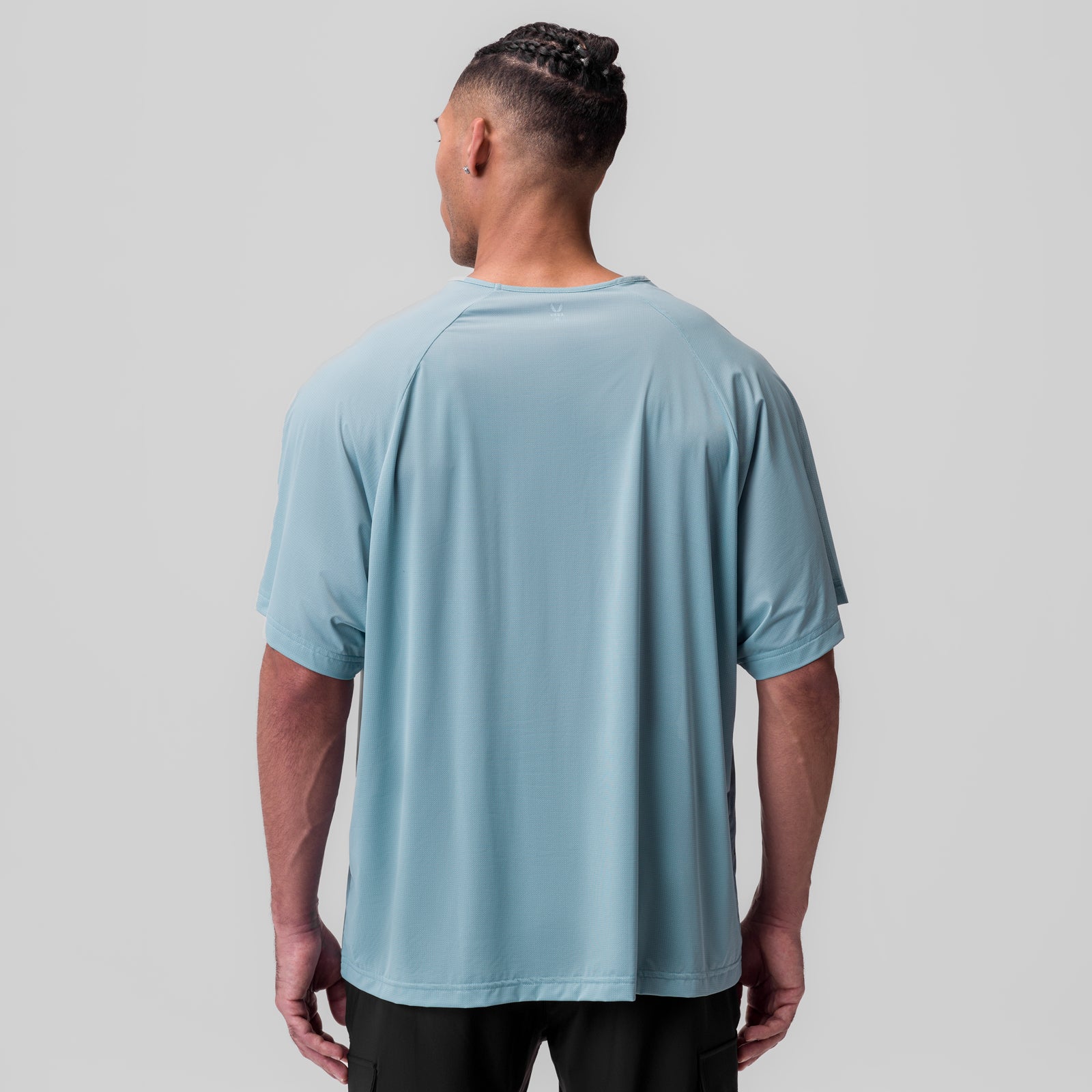 Ice-Skin™ Oversized Tee in light sky blue, back view on model