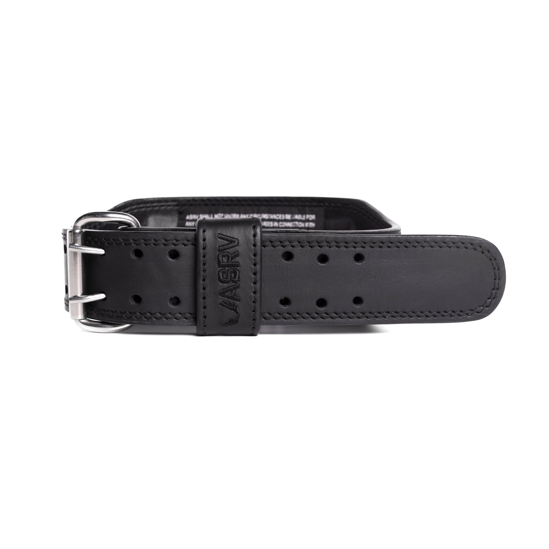 flatlay Leather Lifting Belt in black, front view with buckle detail