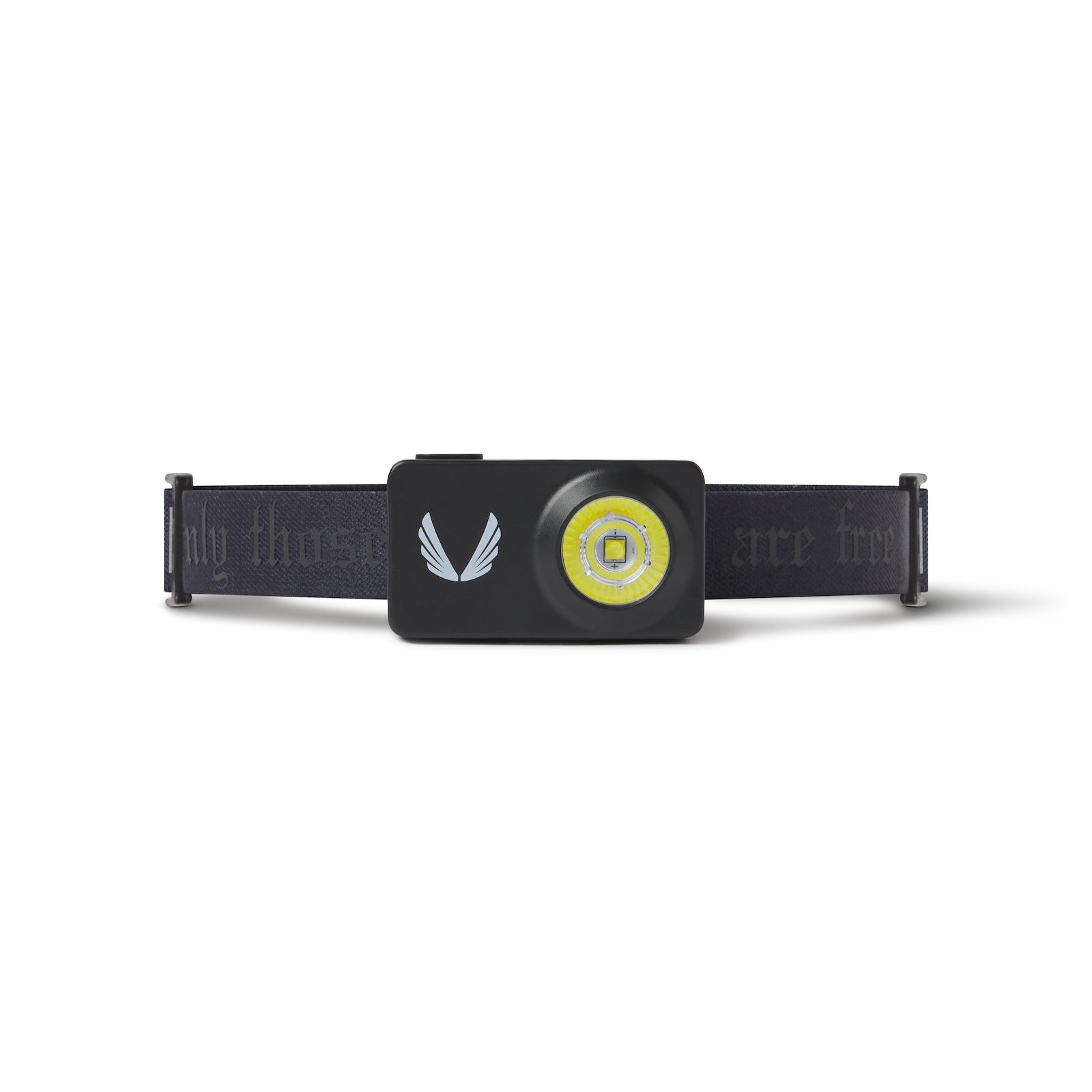 ASRV x Bookman Monocle headlamp in black with yellow LED, front view