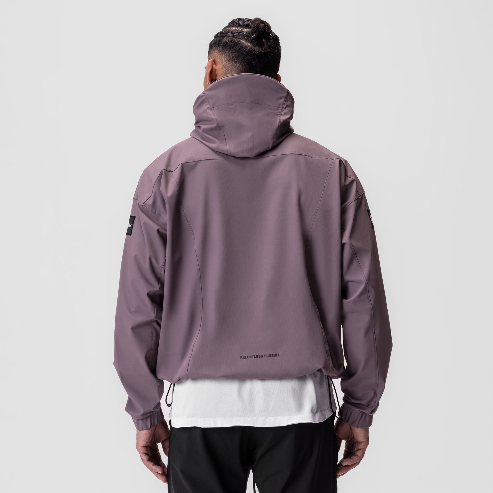 Weather-Ready Anorak Jacket in mauve, back view worn by model