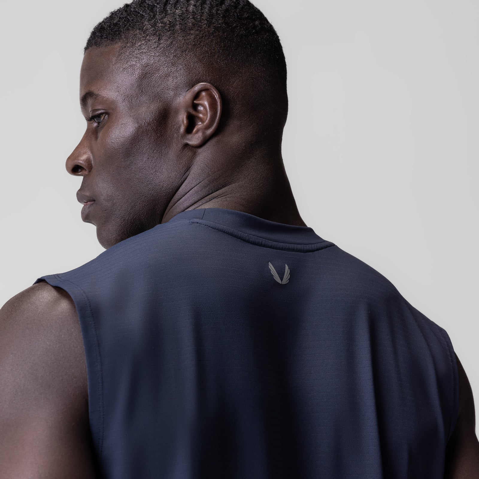 3D-Lite® 2.0 Lycra® Relaxed Cutoff in navy, worn by model, back view