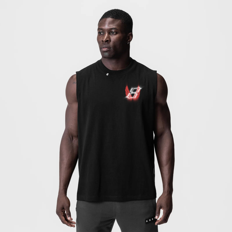 0807. Tech Essential™ Relaxed Cutoff - Black "Infinite Mindset"
