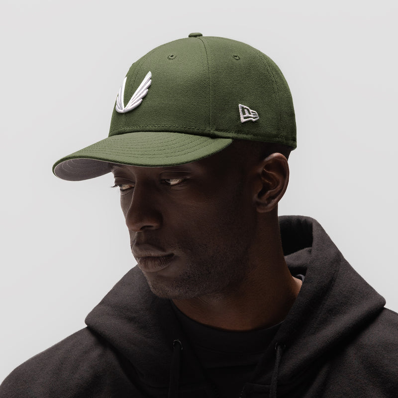 New Era 59FIFTY Low Profile Hat - Olive Green/White “Wings” 7 5/8