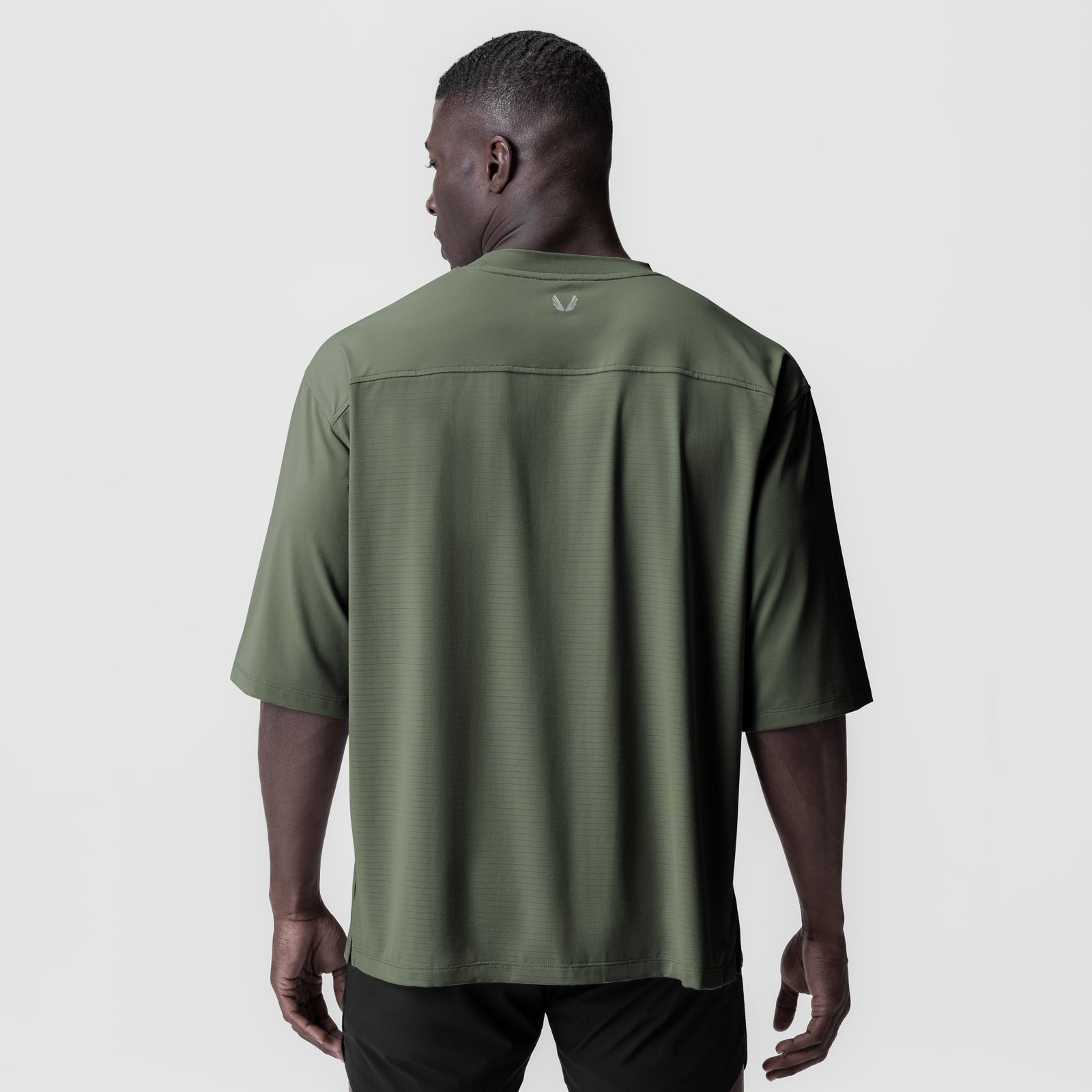3D-Lite® 2.0 Lycra® oversized tee in olive, worn by model, back view