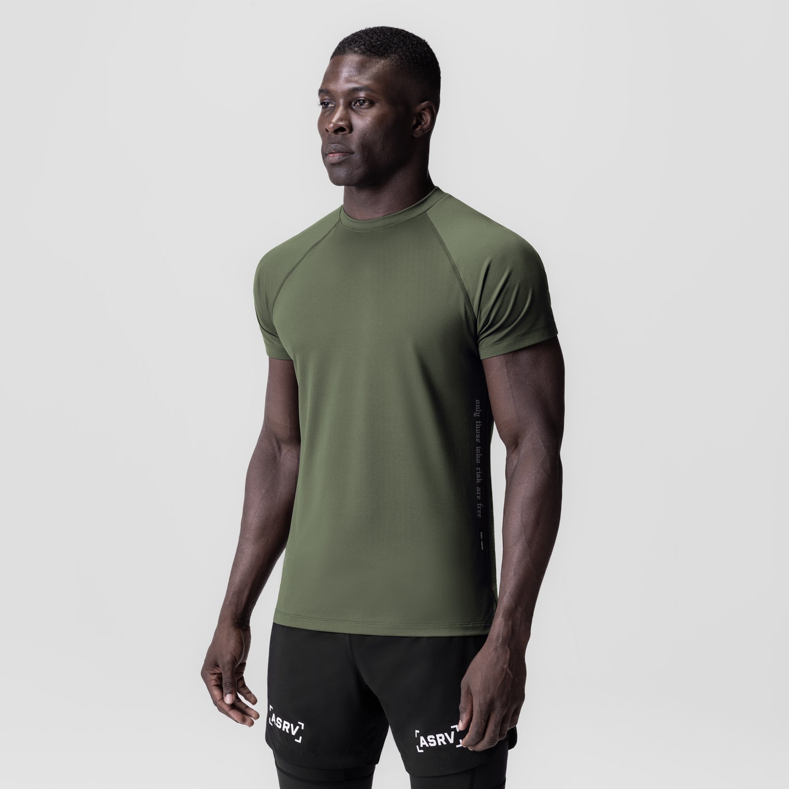 3D-Lite® 2.0 Lycra® Fitted Tee in olive green, worn by model facing forward