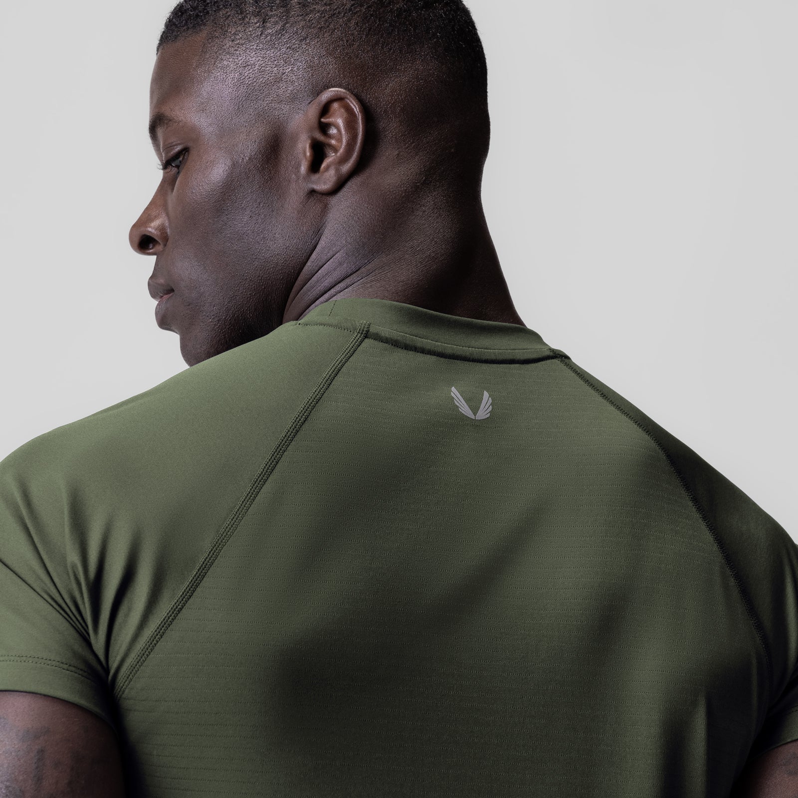 3D-Lite® 2.0 Lycra® Fitted Tee in olive, worn by model shown from back