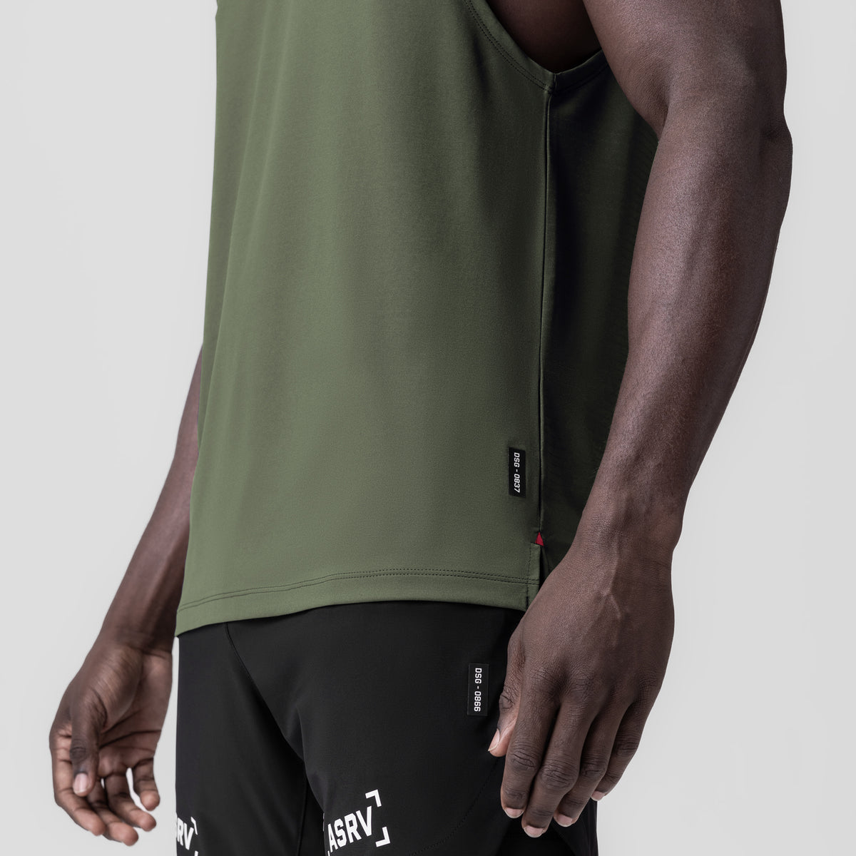 3D-Lite® 2.0 Lycra® Muscle Tank in olive worn by model, side view