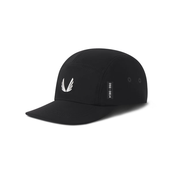 0814. Tetra-Lite™ 5-Panel Run Cap - Black/White "Wings"