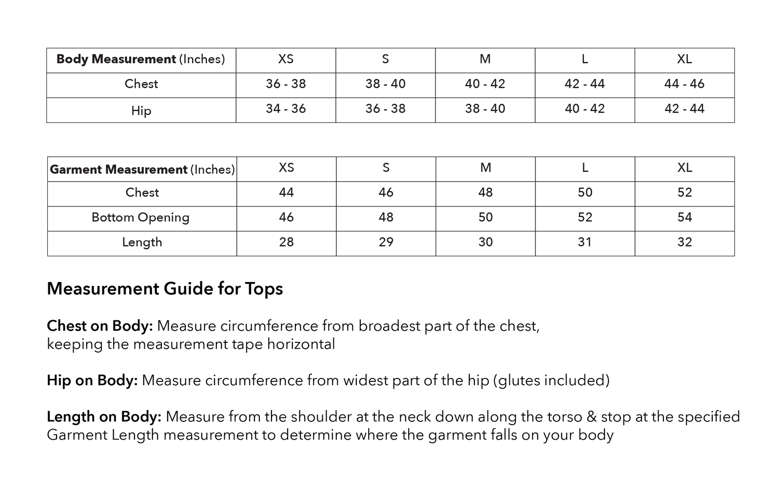 Size guide