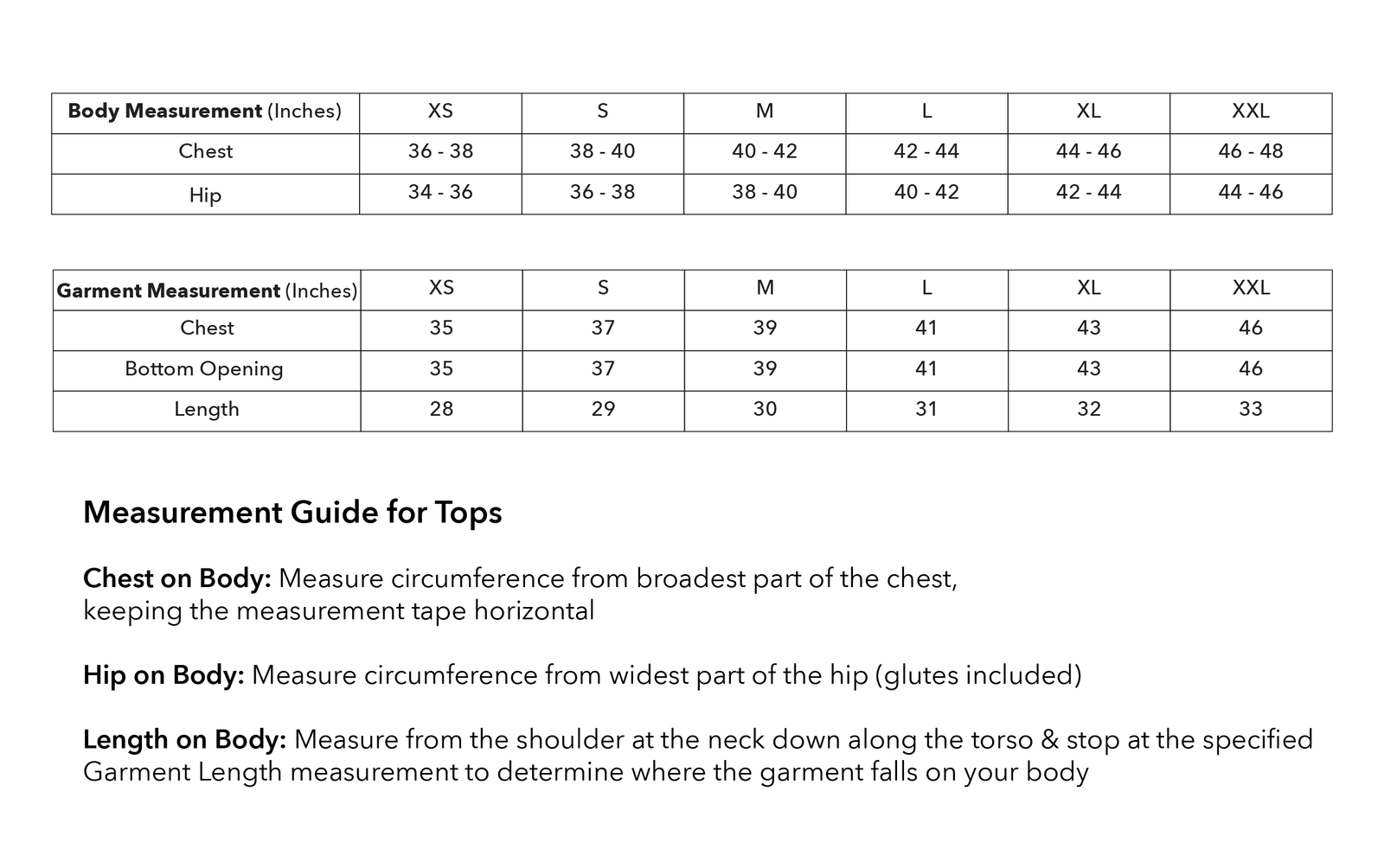 Size guide