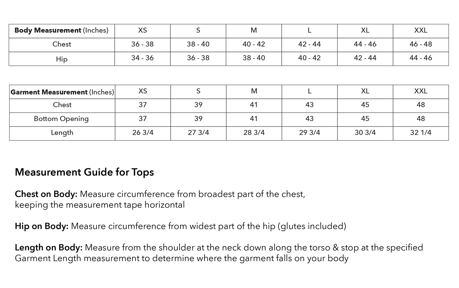 Size guide