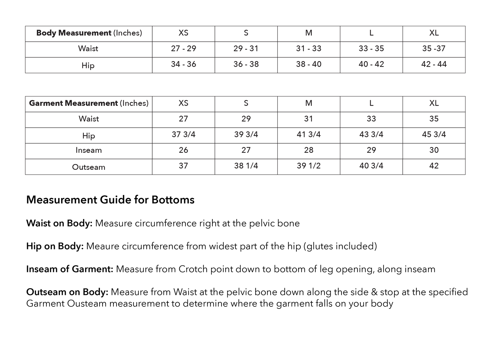 Size guide
