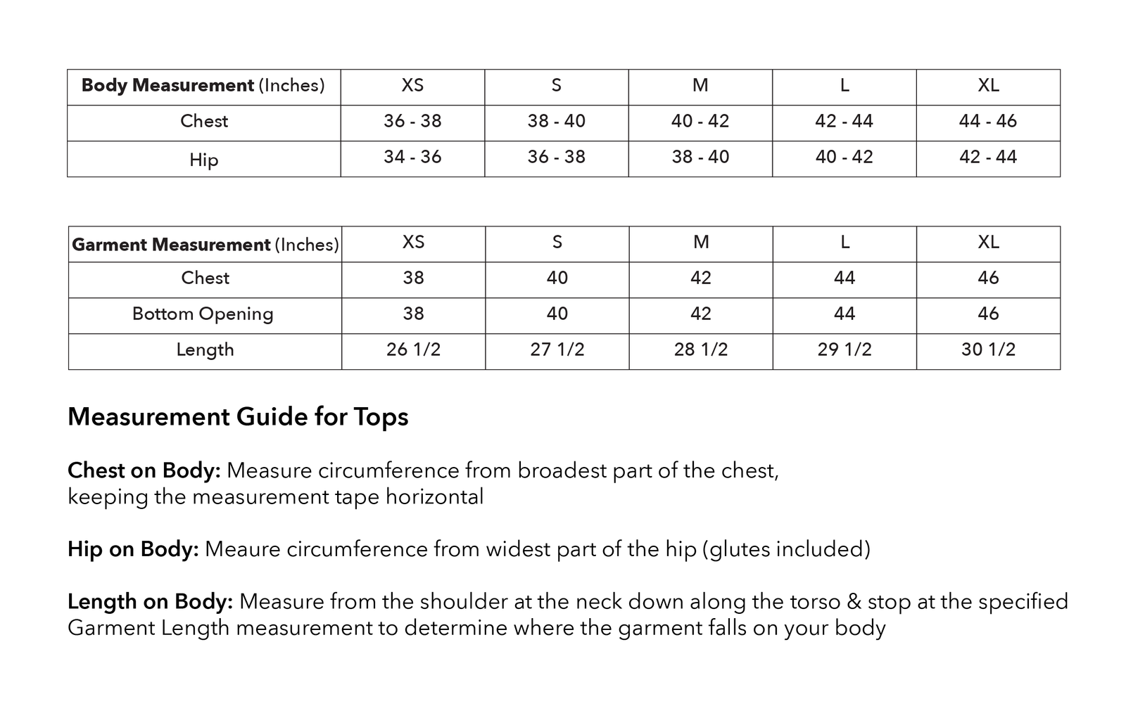 Size guide