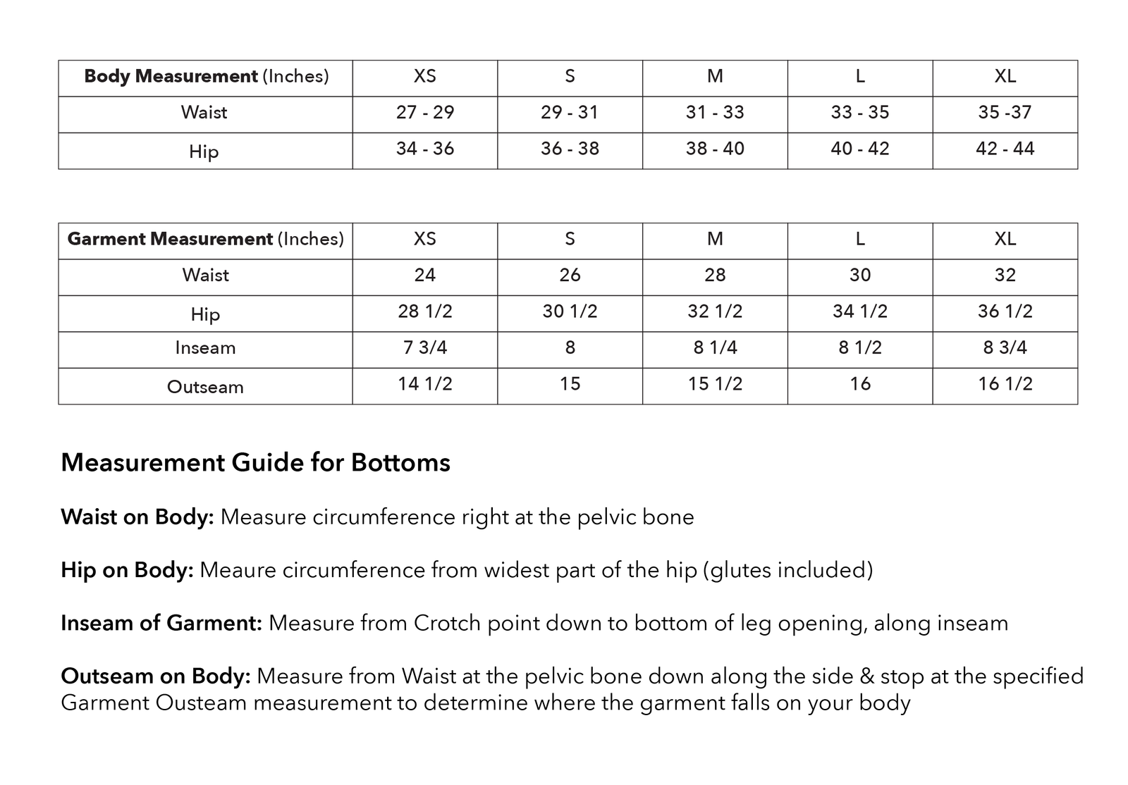 Size guide