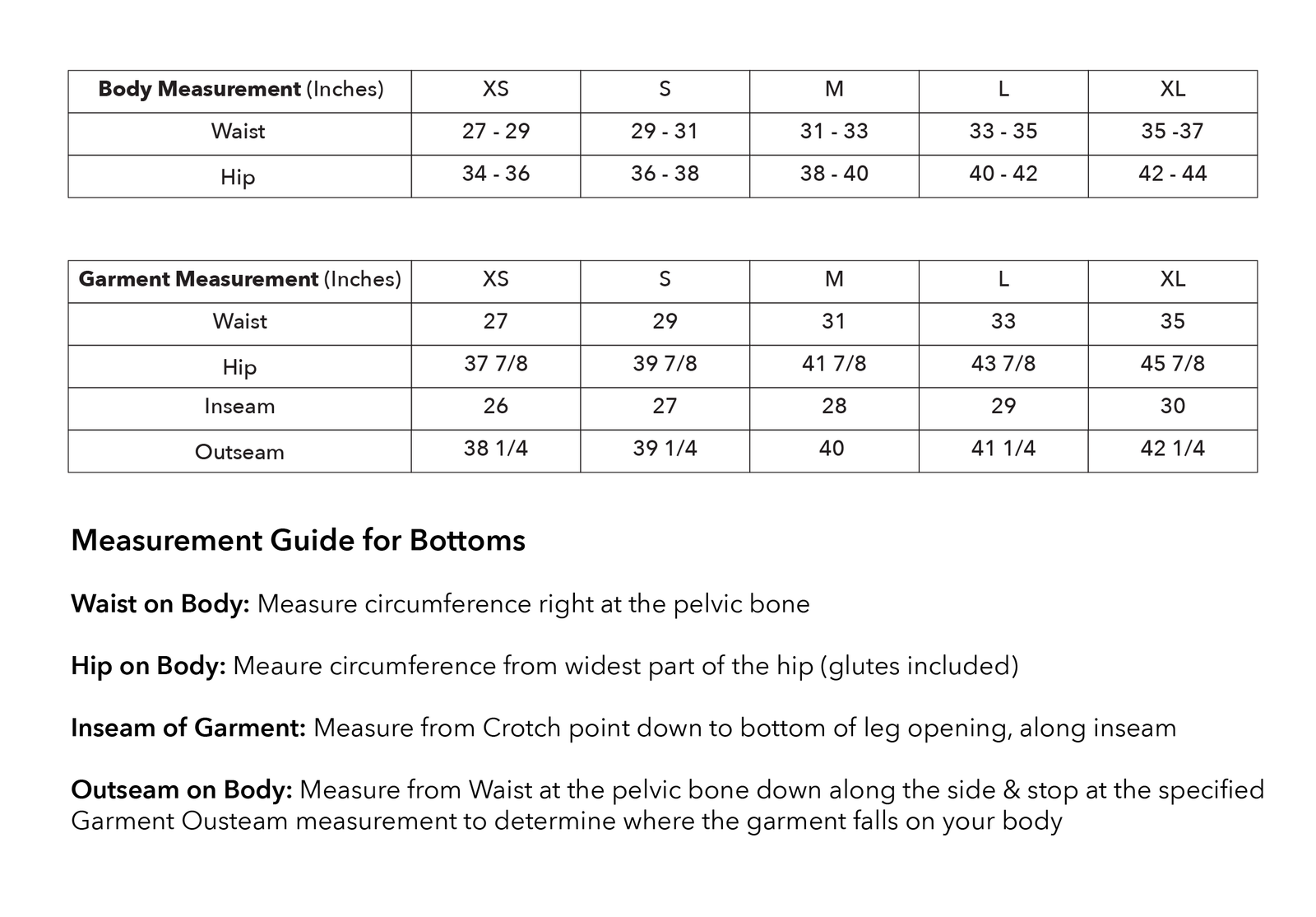 Size guide