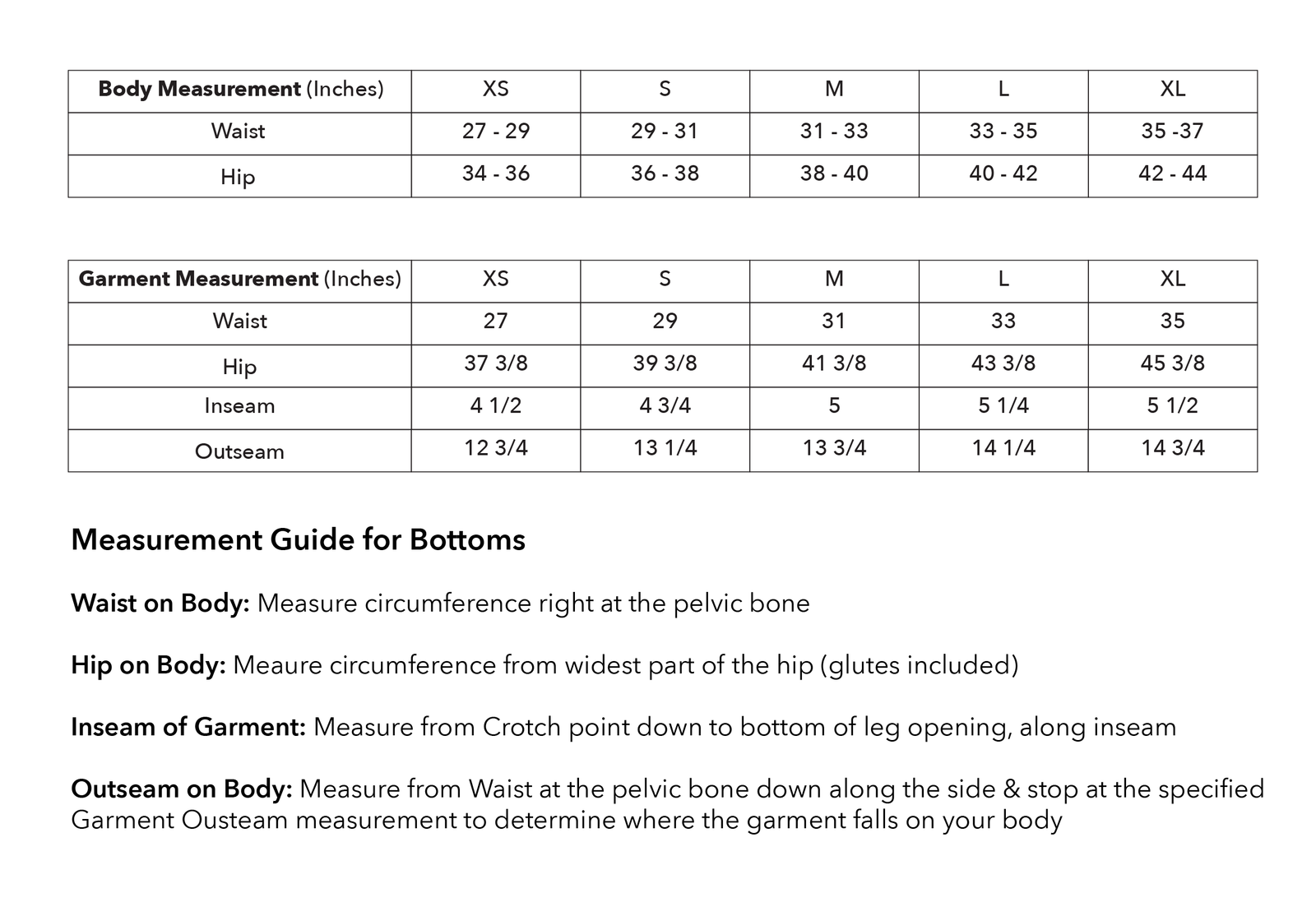Size guide