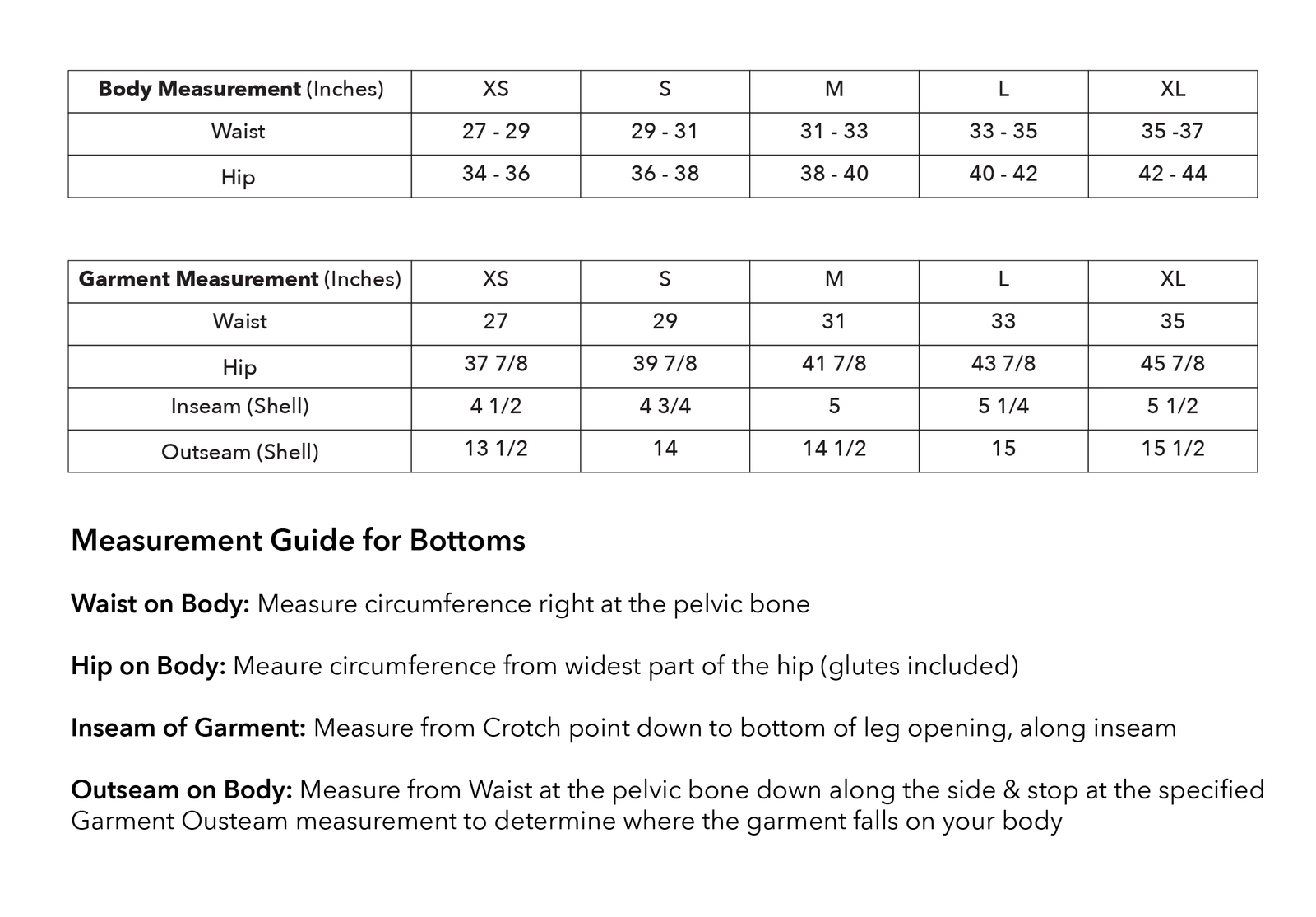 Size guide