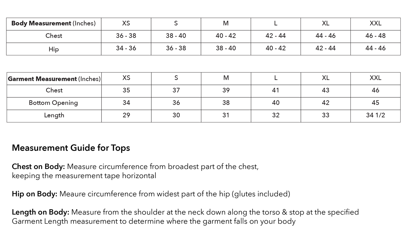 Size guide