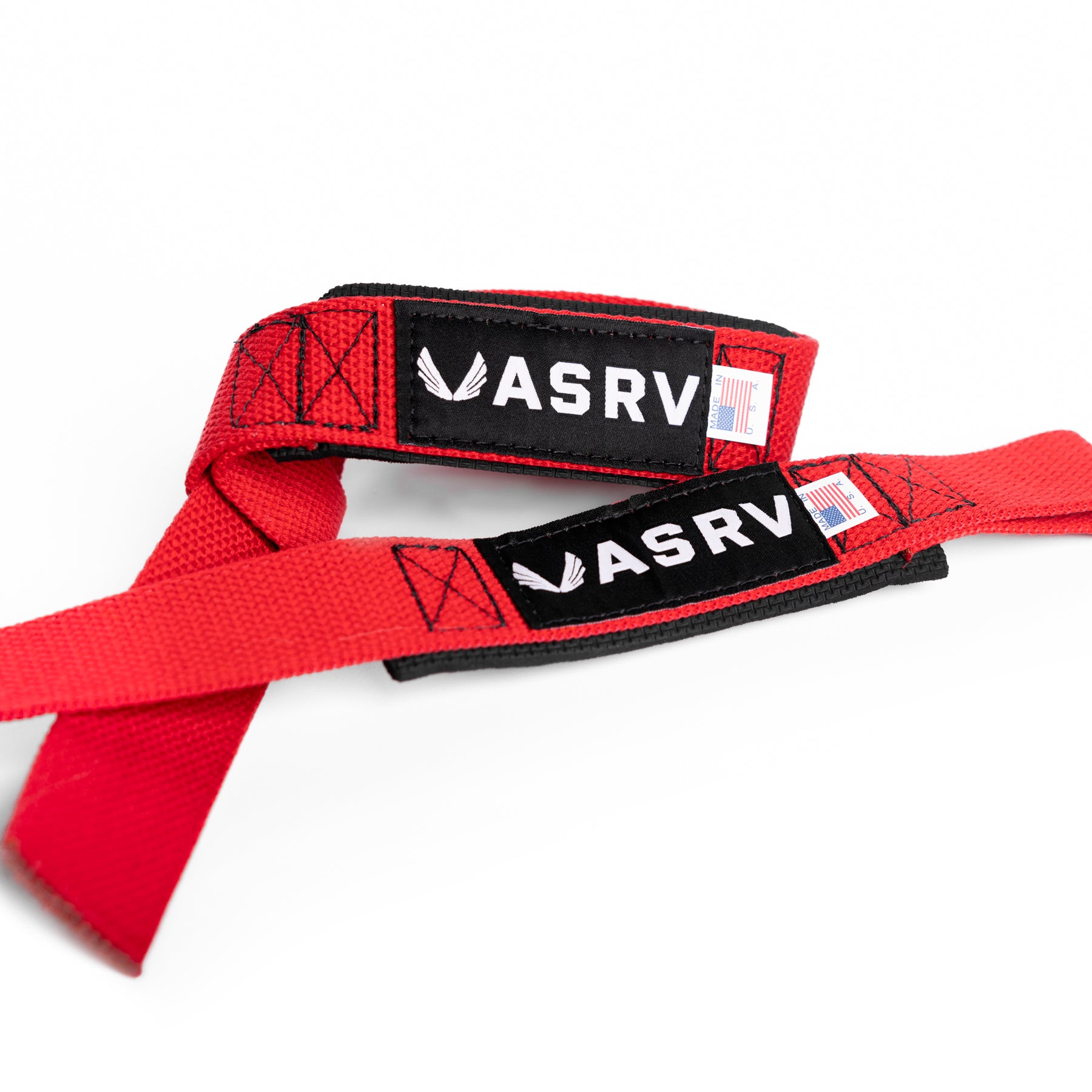 flatlay of Padded Lifting Straps in Akira Red, overhead view