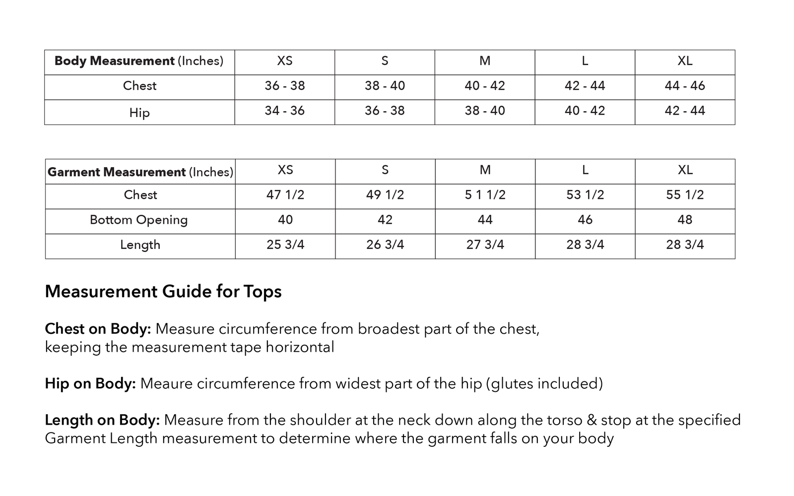 Size guide