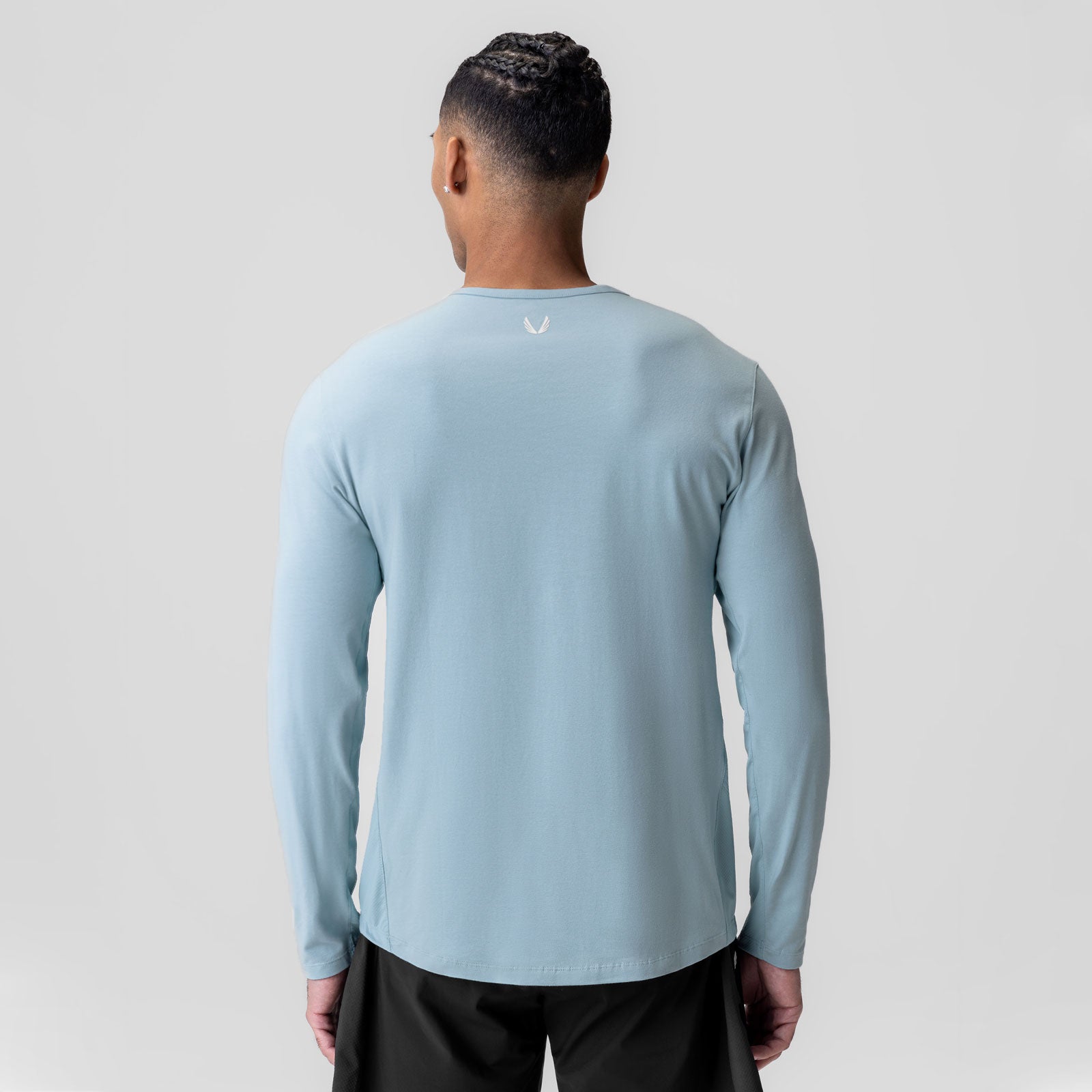 Creora® Cotton Modal Long Sleeve in light sky, back view on model