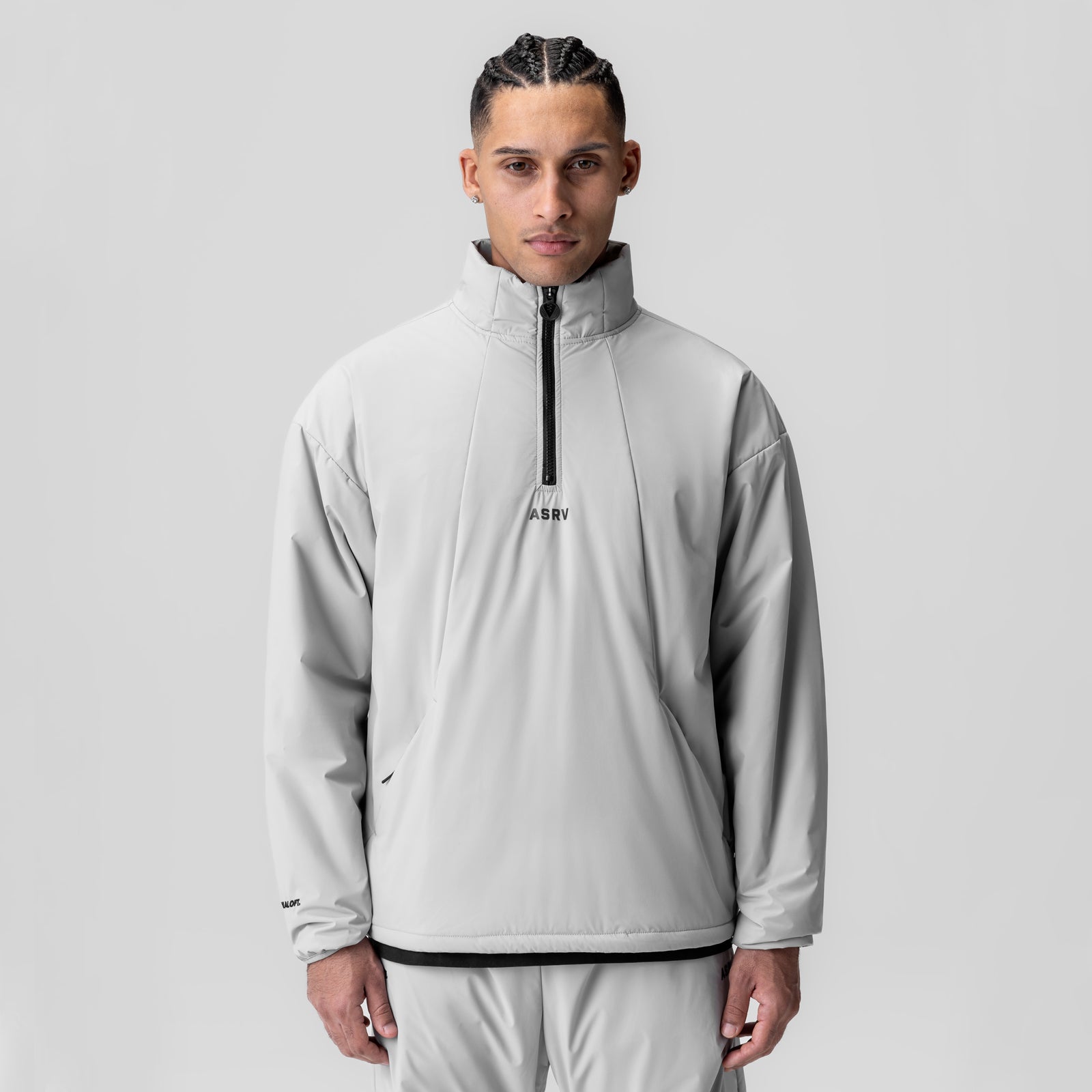Aerotex PrimaLoft Quarter Zip in slate grey, modeled front view
