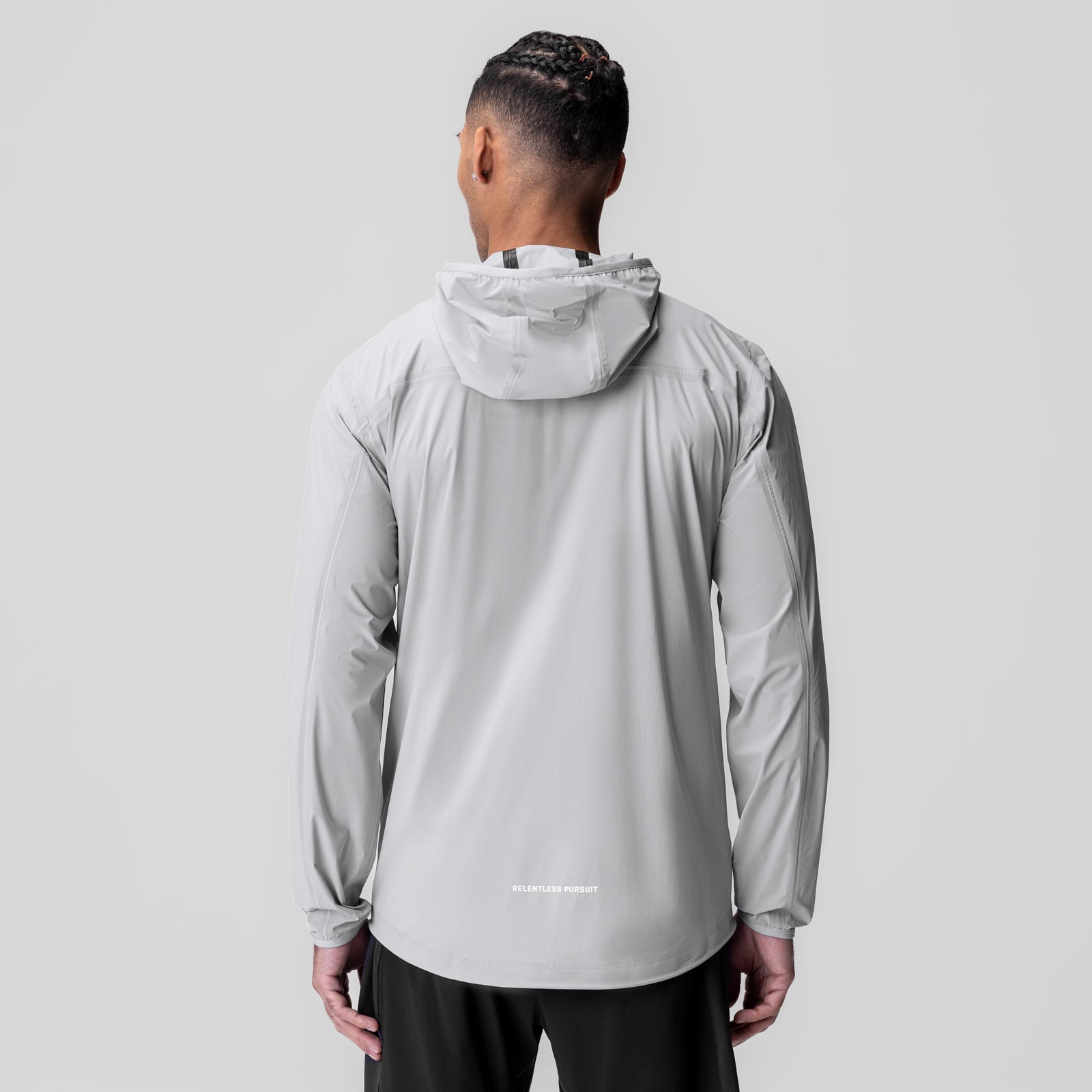 Aerotex Lightweight Windbreaker in slate grey, back view on model