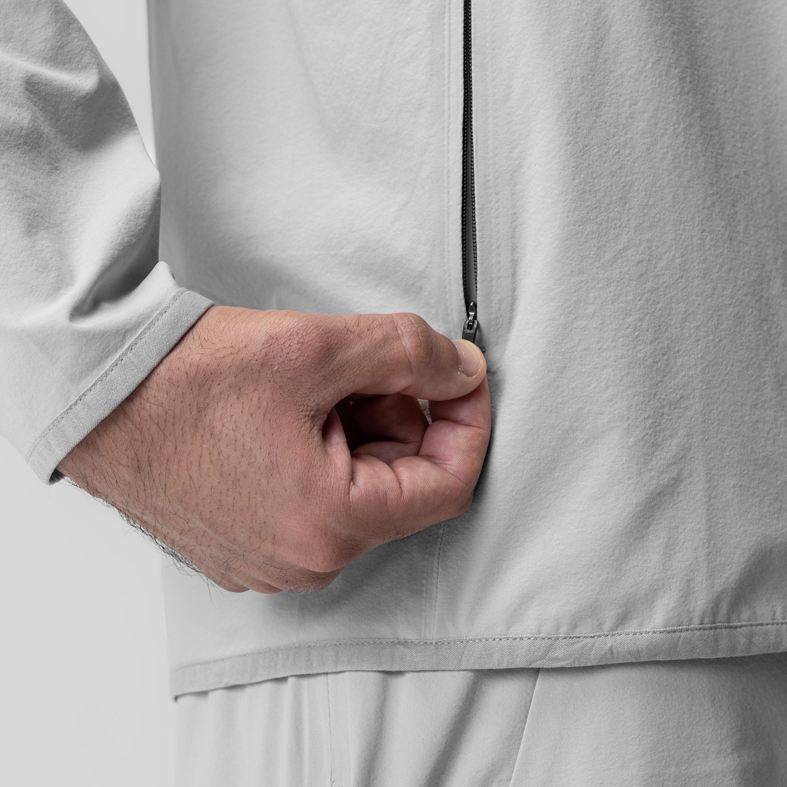 Aerotex Weather-Ready Bonded Windbreaker in slate grey, worn by model with hand in pocket
