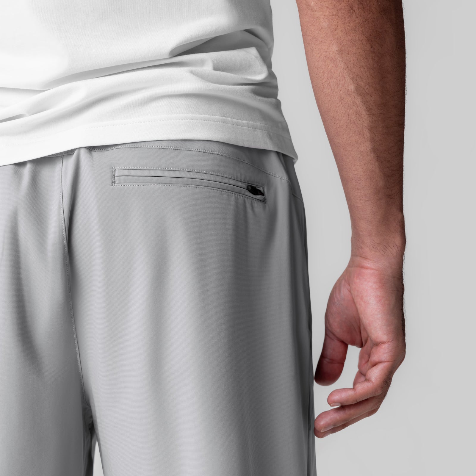 Revolutional Field Short in Slate Grey, worn by model showing side pocket detail