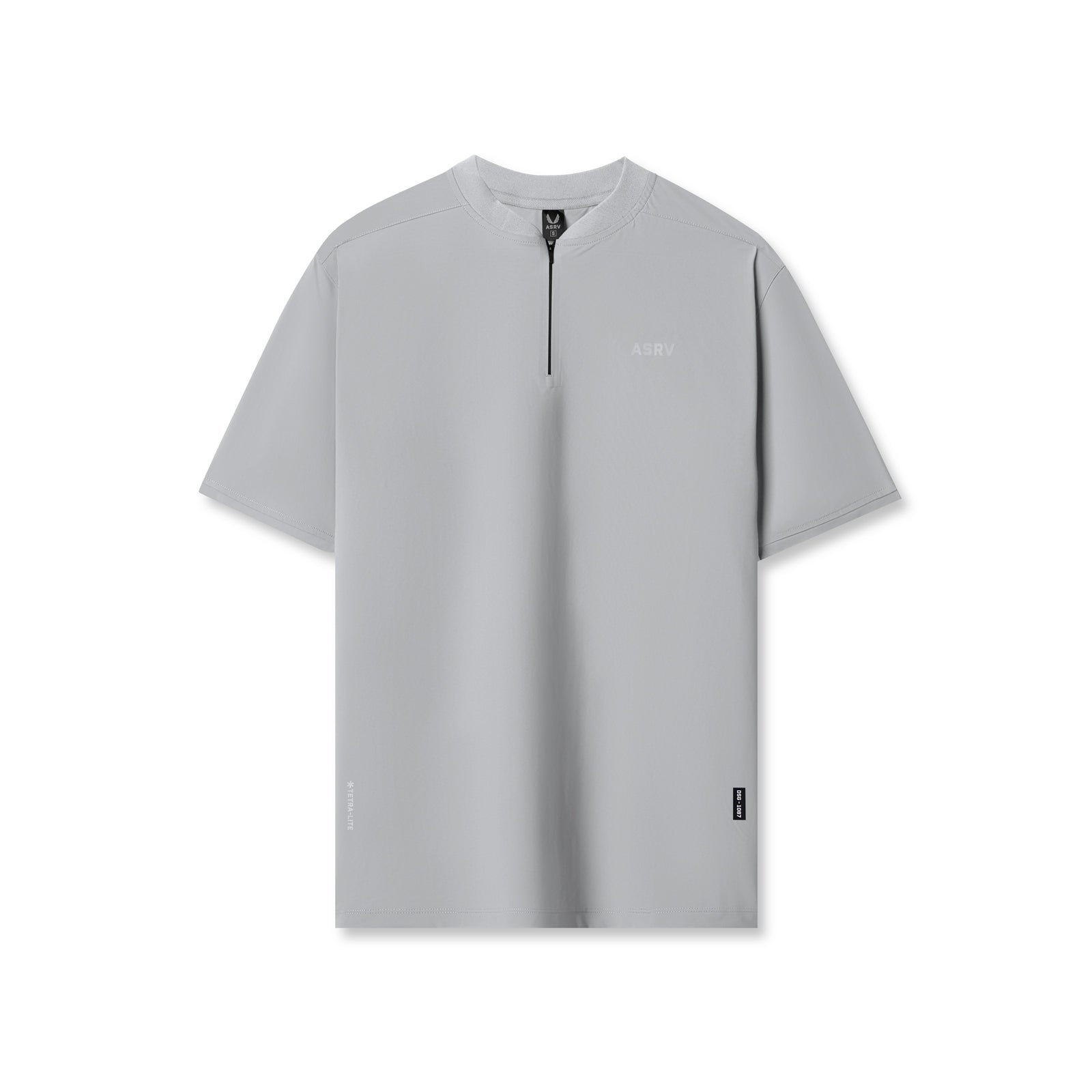 flatlay Tetra-Lite Ice Zip Tee in Slate Grey, front view