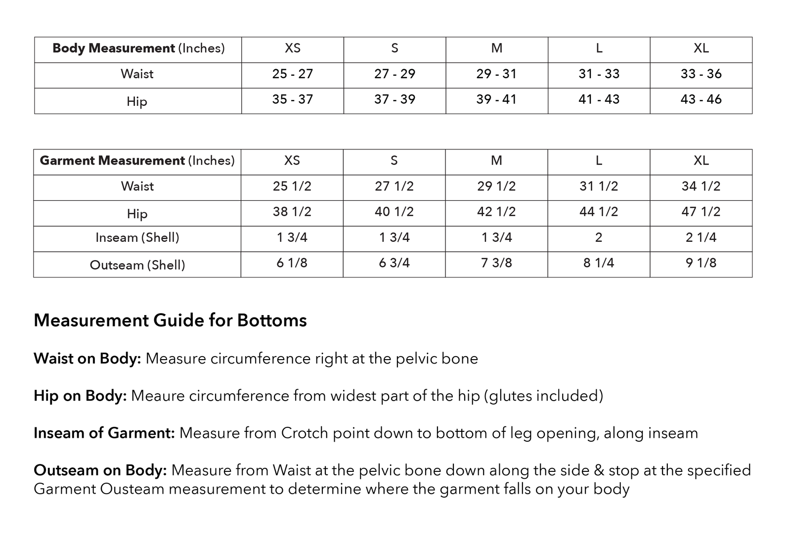 Size guide