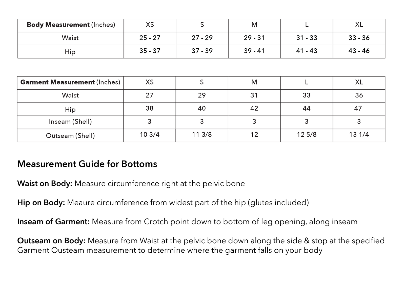 Size guide