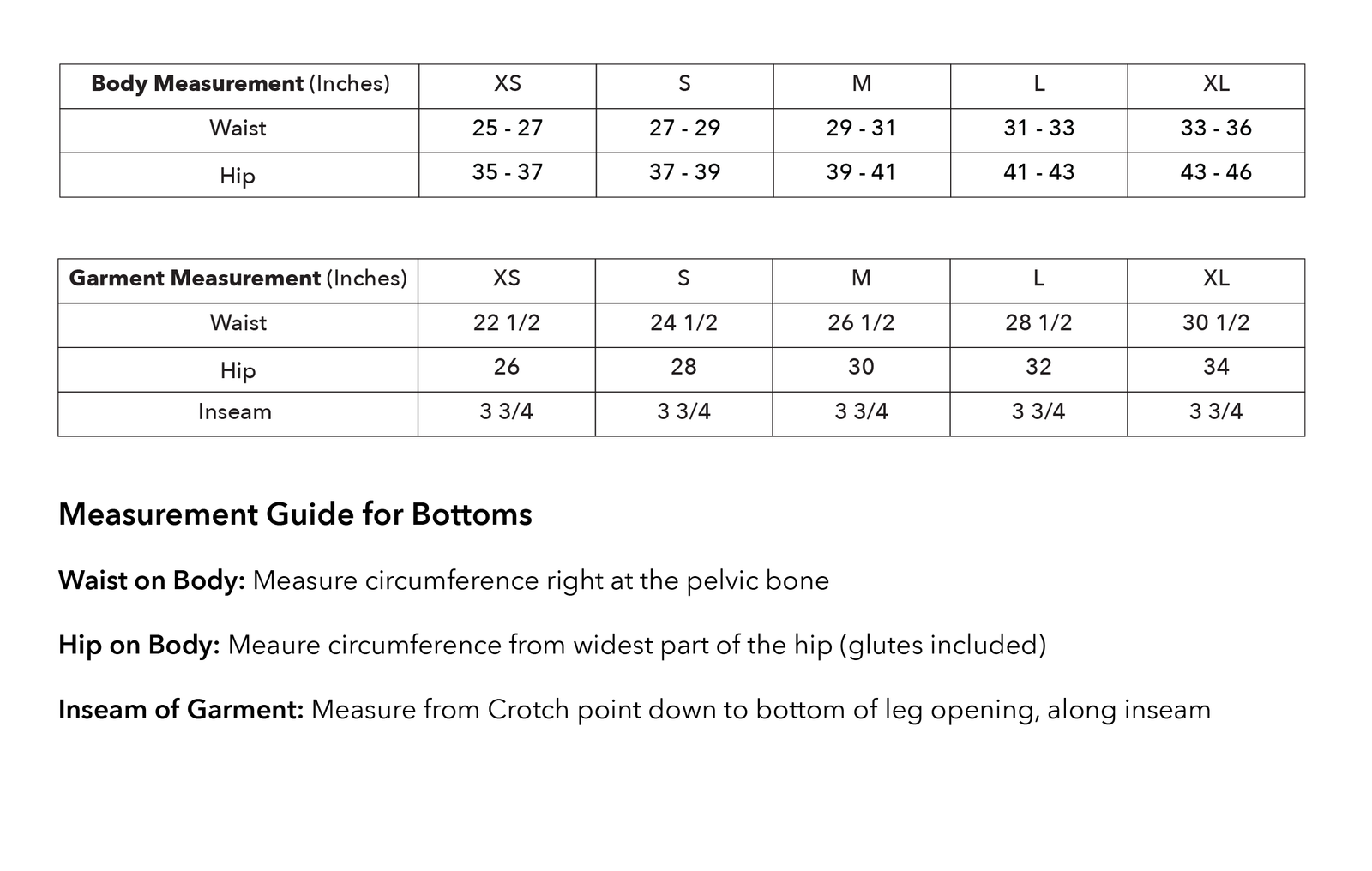 Size guide