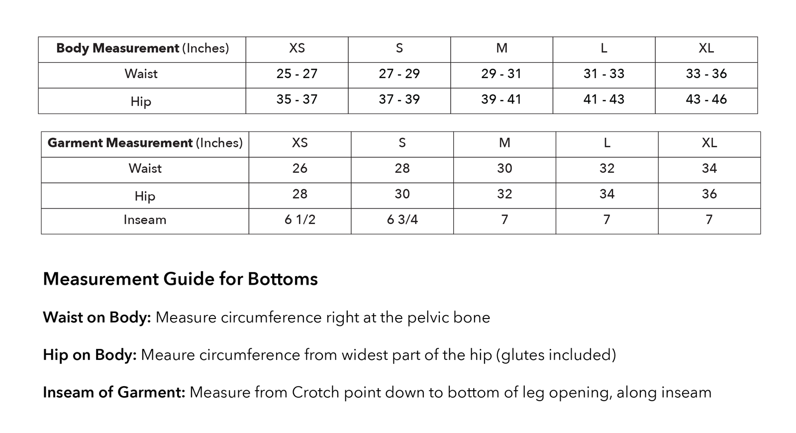 Size guide
