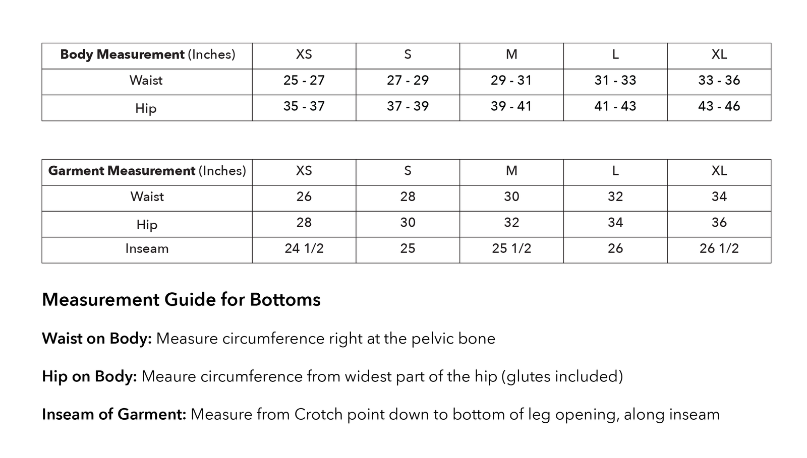 Size guide