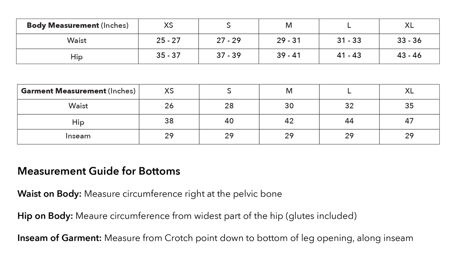 Size guide