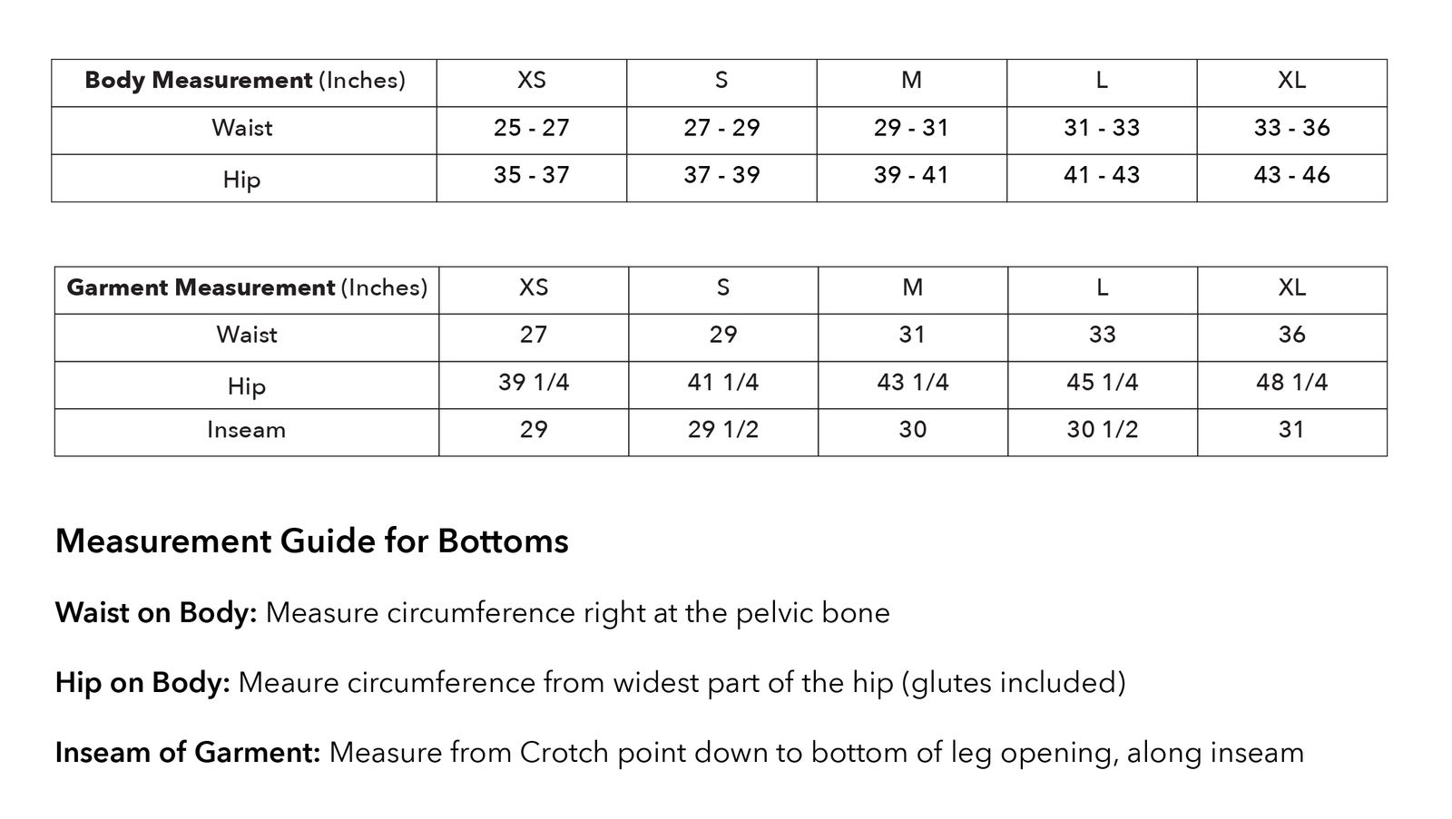 Size guide