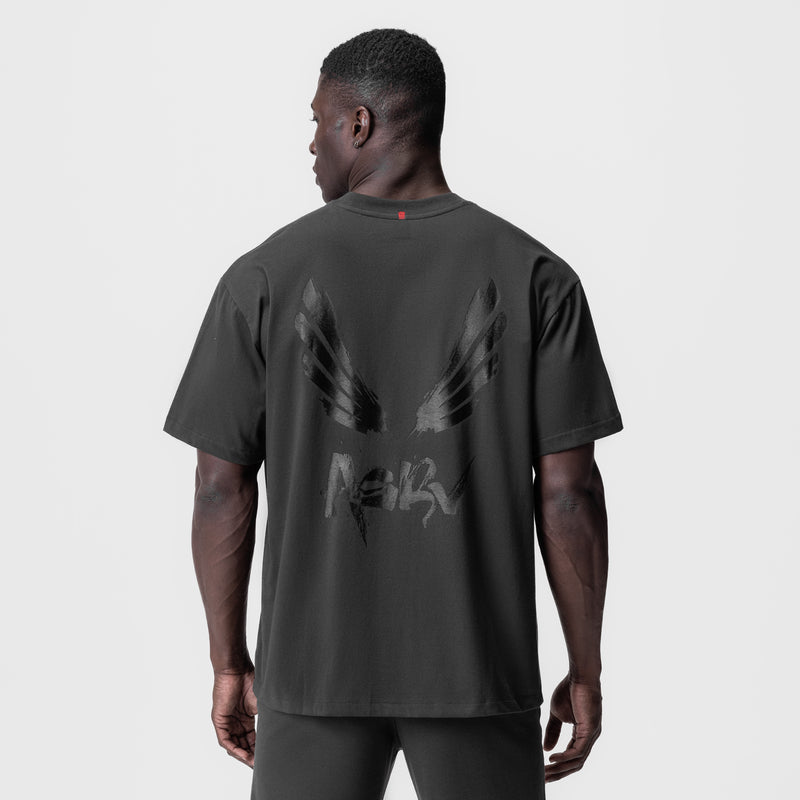 0797. Tech Essential™ Relaxed Tee - Space Grey/Black "Brush Wings/ASRV"