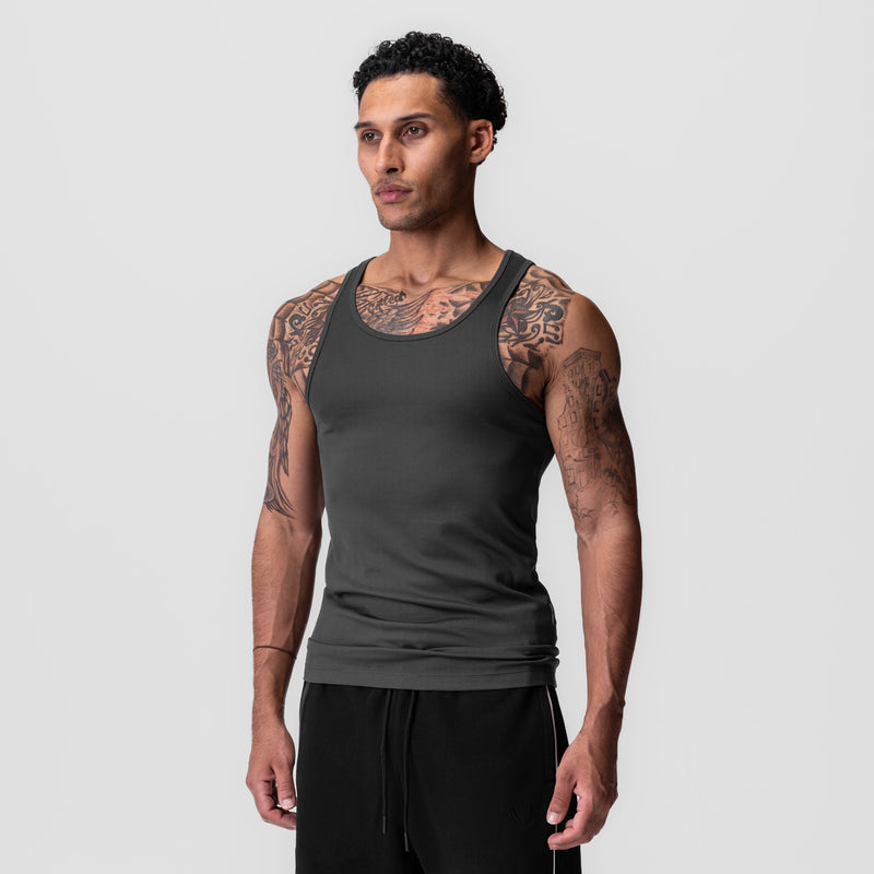 0986. Creora® Tech Ribbed Tank - Space Grey