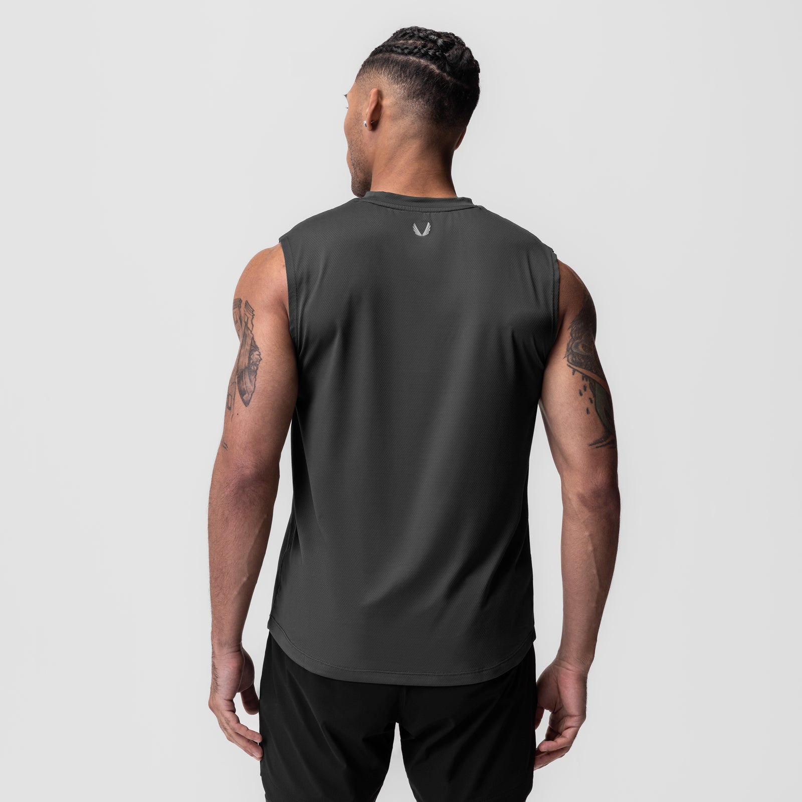 AeroSilver® Cutoff Tank in Space Grey, back view on model