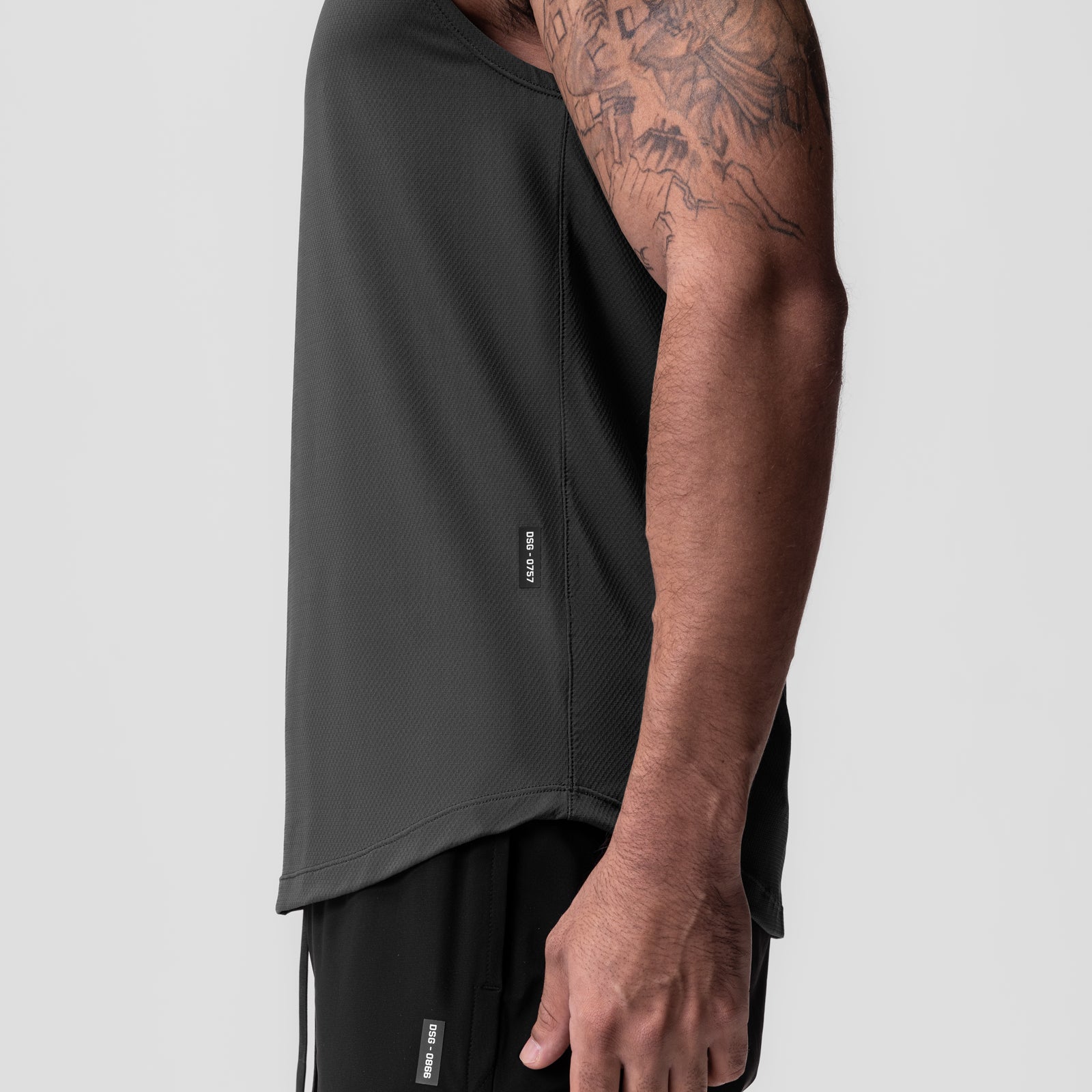 AeroSilver® Cutoff Tank in Space Grey, worn by model showing side view