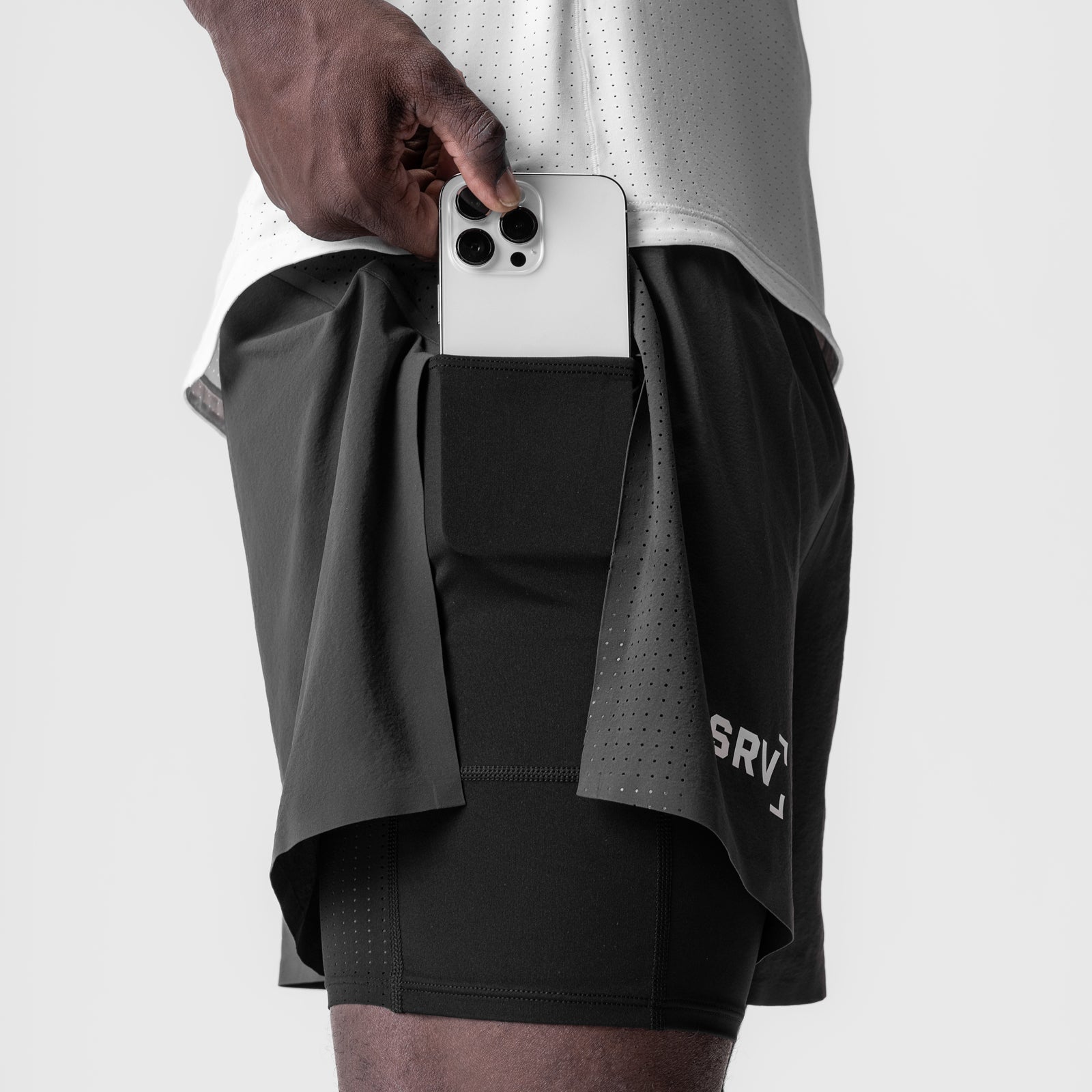 0911. Tetra-Lite® 2-in-1 High Split Legging Short - Space