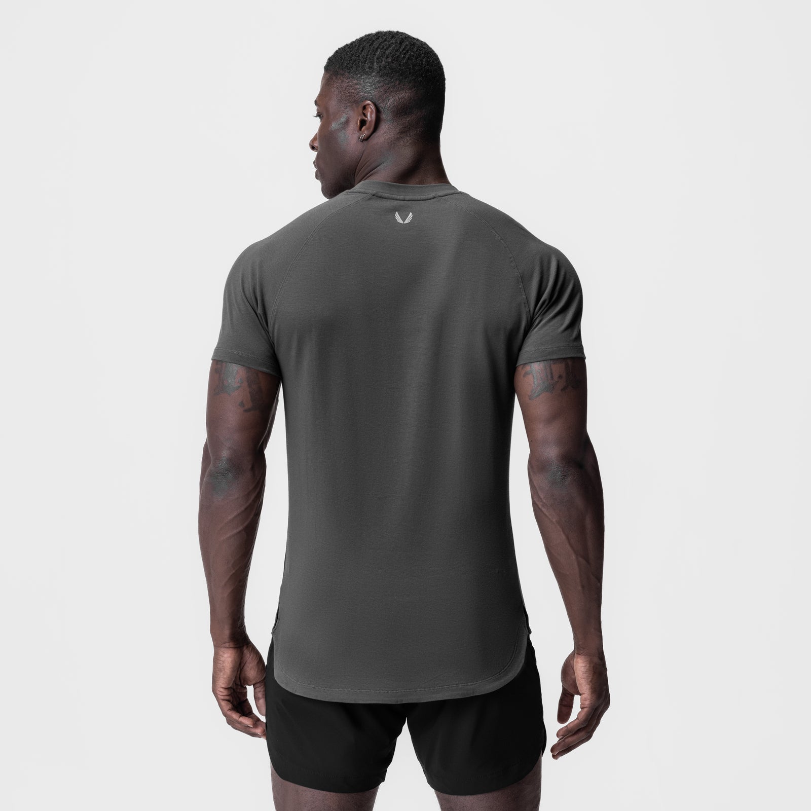Supima® Established Tee in Space Grey, back view on model